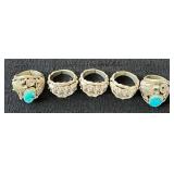 NSJ208- (5) Najavo Sterling Silver Rings Sz 8.75-9.5 Some With Turquoise Gemstones 