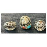 NSJ209- (3) Najavo Sterling Silver Rings Sz 9.5 Some With Turquoise Stones