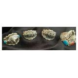 NSJ217 - Four Mens Navajo Sterling Silver Rings Sz 11.5-12