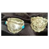 NSJ232 - Two Mens Navajo Sterling Silver Rings Sz 10
