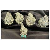 NSJ264 - Five Navajo Sterling Silver Rings Sz 8-8.25