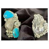 NSJ270 - Two Navajo Sterling Silver Rings Sz 9.25-10