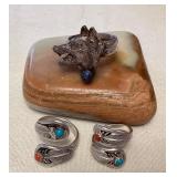 NSJ292 Three Navajo Sterling Silver Rings Size 16