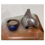 NSJ308 Two Navajo Sterling Malachite? & Lapis Lazuli? Rings Size 8 New