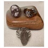 NSJ310 Three Navajo Sterling Silver Wild Horse Turquoise & Copper? Rings Size 13 New