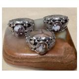 NSJ323 Three Navajo Sterling Wild Horse Turquoise Rings Size 14 New