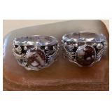 NSJ332 Two Navajo Sterling Wild Horse Turquoise Rings Size 12 New