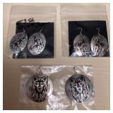 NSJ344 Three Pairs Of Navajo Sterling Wolf & Horse Earrings New
