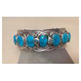 NSJ404 Navajo Sterling Silver & Turquoise Snake Cuff Bracelet New