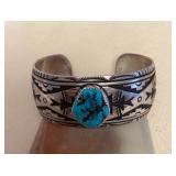 NSJ426 Navajo Sterling Silver & Turquoise Cuff Bracelet New
