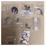 NSJ511 Nine Navajo Sterling Silver & Turquoise Pendant Charms New