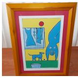 WFS013 Framed Linnea Lundmark "Wash Day IV" Signed Linoleum Print