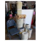 WSF052 Carpet Remnants, Folding Chair and Wooden Wall