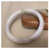MMS025 Apple Green & White Jade Bangle Bracelet New 