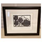 MMS045 Framed “Lotus Flower” Block Print? Signed