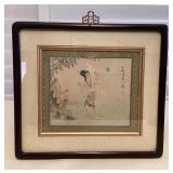 MMS046 Framed Original Asian Watercolor Painting 