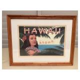 MMS055 Framed Vintage Looking “Hawaii Aloha” Picture 