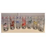 MMS072 Set Of 8 Vintage Libbey Circus Carousel Tom Collins Glasses
