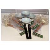 MMS081 Four Ceramic Saimin Bowls, Black Wooden Chopsticks & Wok Strainers