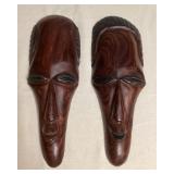 MMS091 Pair Of Carved Wooden Masks 