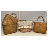 MMS096 Four Woven Natural Fiber Tote Bags