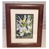 MMS102 Framed Picture Of White Ginger Flowers Signed