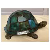 MMS112 Blue Green Slag Glass Tiffany Style Turtle Table Lamp New
