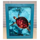 MMS141 Framed Original Painting Of Honu Turtle On Canvas