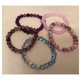 MMS147 Five Polished Stone Bracelets New