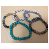 MMS151 Five Polished Stone Bracelets New