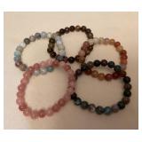 MMS154 Five Polished Stone Bracelets New
