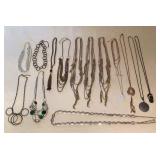 MMS157 Fourteen Gold & Silver Toned Costume Jewelry Necklaces 