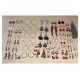MMS160 Over 55 Pairs Of Various Costume Jewelry Earrings 