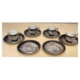 MMS164 Vintage Meiyo China Moriage Dragon Ware China Tea Cup & Saucers Set
