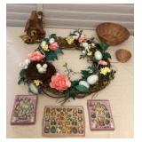 MMS174 Easter Wreath, Ornaments, Birdhouse & Baskets
