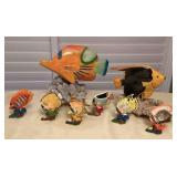 MMS196 Hand Painted Wooden Reef Fish On Coral Bases
