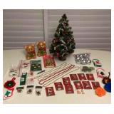MMS209 Vintage Mini Faux Christmas Tree, Mini Ornaments, Teddy Bear Candles & More!