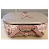 MMS249 Longaberger 2008 Horizon Of Hope Basket, Liner, Protector, Lid & Charm