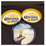 DBB184 Set of Three Corona Beer Serving Trays - Corona Extra & Corona Light