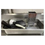 DBB351 - Assorted Kitchen Tools - Spatulas, Grater, Scoopers, & Pan
