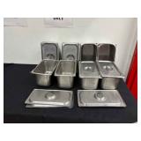 DBB448- (8) Stainless Steel 12” Long Service Pans With Lids