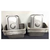DBB449- (8) Stainless Steel 12” Long Service Pans With Lids