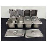 DBB452 Eight Stainless Steel 13” Long Service Pans With Lids