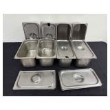 DBB453 Eight Stainless Steel 13” Long Service Pans With Lids