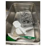 DBB500 - Assortment Of Pan Hooks, Scrub Brushes, & Food Pan