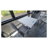 DBB829 (1) GRAY HIGH BAR TABLE with (2) Gray Woven Vinyl High Chairs