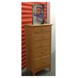 TTH001 Tall Narrow Pine Wood Dresser and Atlas Book