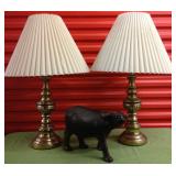 TTH027 Brass Lamps and Solid Wood Bull