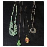 AWT071 - A Vintage Jade? Layered Necklace & 3 Pendants  AWT071 - A Vintage Jade? Layered Necklace & 3 Pendants