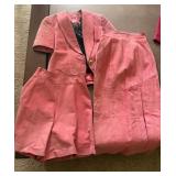 AWT097 Vintage Danier Pink Suede Blazer, Skirt, and Shorts Set  AWT097 Vintage Danier Pink Suede Blazer, Skirt, and Shorts Set